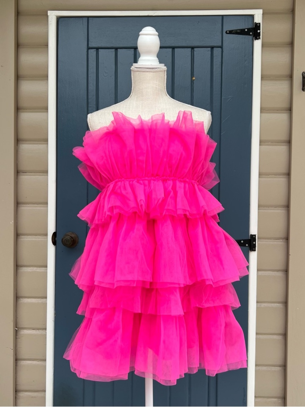 Thirty/Thirty LA Ruffle Tulle Hot Pink Strapless Dress Women’s Size M